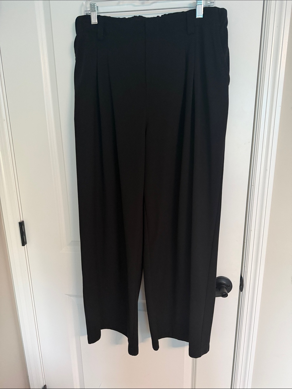 Black HALARA waffle Wide-Leg Women's Pants